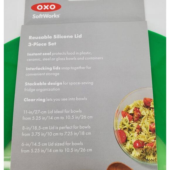 OXO Good Grips 3 Pcs Set, S M L Reusable Silicone Lids/Microwave Splatter Guards - Picture 4 of 5